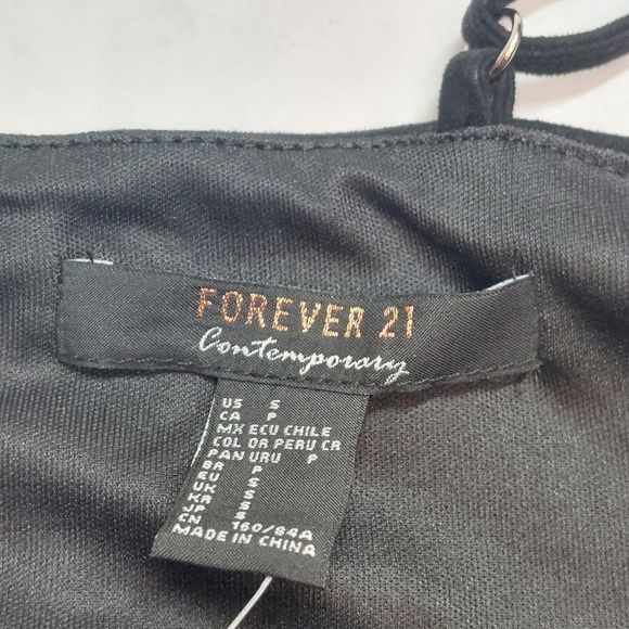 Forever 21 Black Faux Suede Bustier Style Bodycon Mini Dress w/Studs Small NWT - Picture 6 of 10